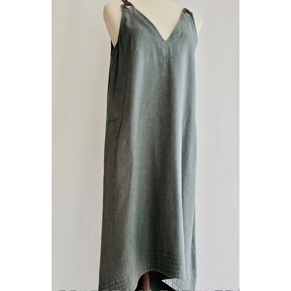 BCBG Max Azria denim dress with leather shoulder straps size extra small XS - Picture 4 of 4
